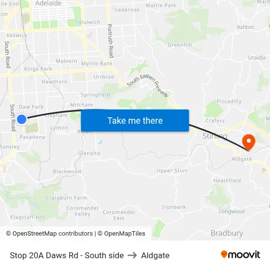 Stop 20A Daws Rd - South side to Aldgate map