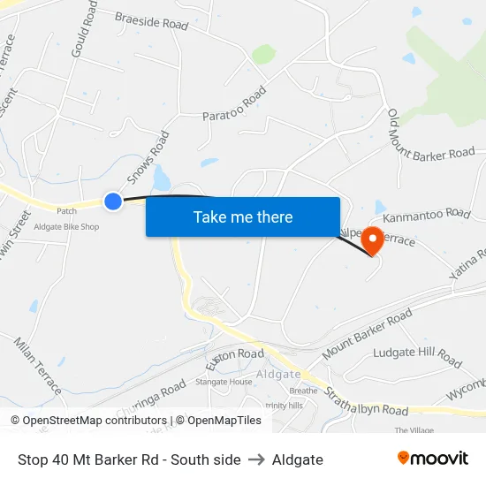 Stop 40 Mt Barker Rd - South side to Aldgate map