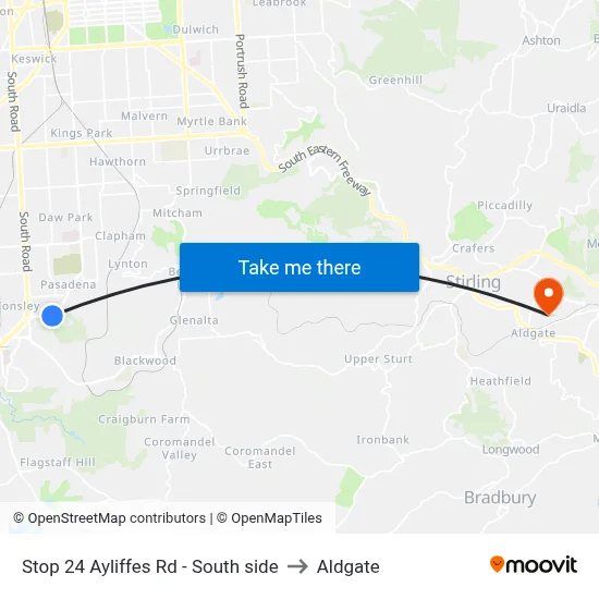 Stop 24 Ayliffes Rd - South side to Aldgate map