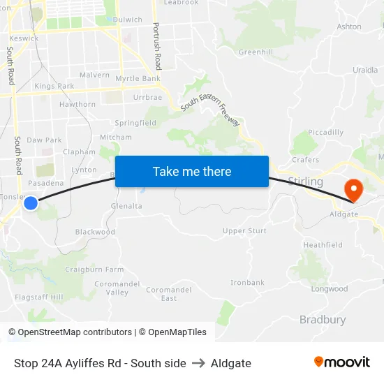 Stop 24A Ayliffes Rd - South side to Aldgate map