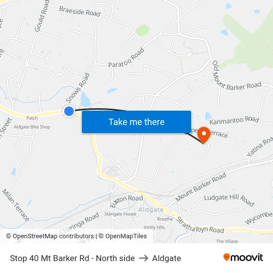 Stop 40 Mt Barker Rd - North side to Aldgate map