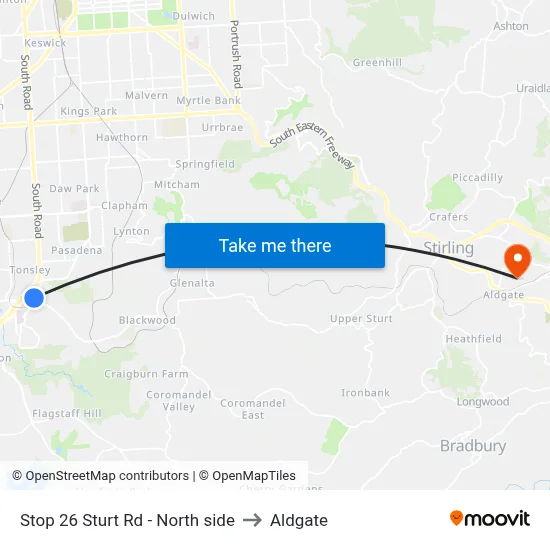 Stop 26 Sturt Rd - North side to Aldgate map