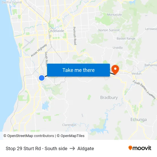 Stop 29 Sturt Rd - South side to Aldgate map