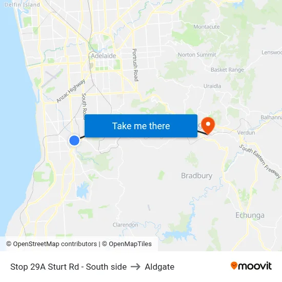 Stop 29A Sturt Rd - South side to Aldgate map