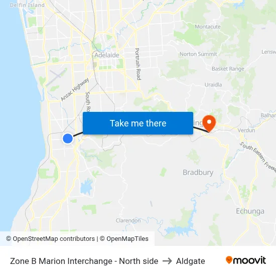 Zone B Marion Interchange - North side to Aldgate map