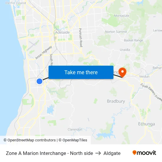 Zone A Marion Interchange - North side to Aldgate map