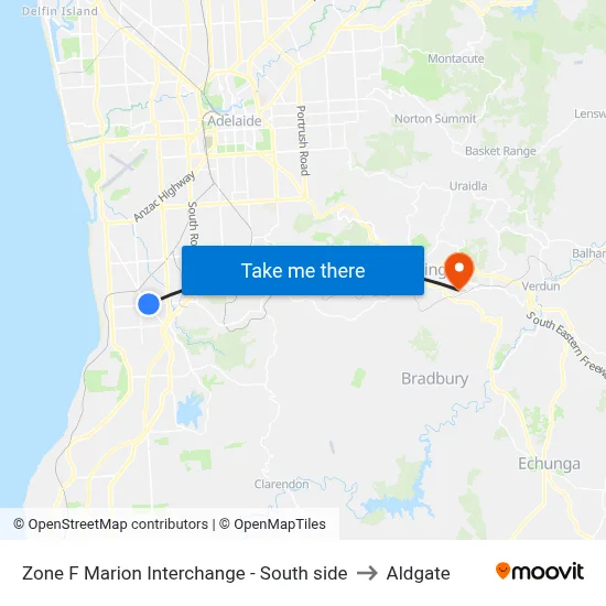 Zone F Marion Interchange - South side to Aldgate map