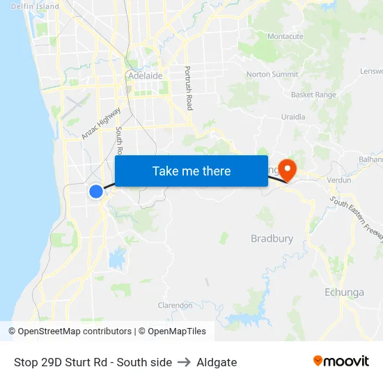 Stop 29D Sturt Rd - South side to Aldgate map