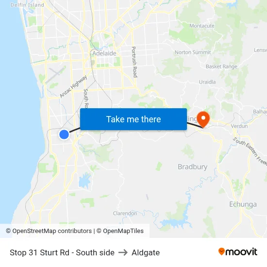 Stop 31 Sturt Rd - South side to Aldgate map