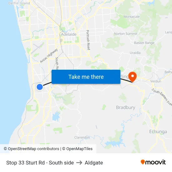 Stop 33 Sturt Rd - South side to Aldgate map