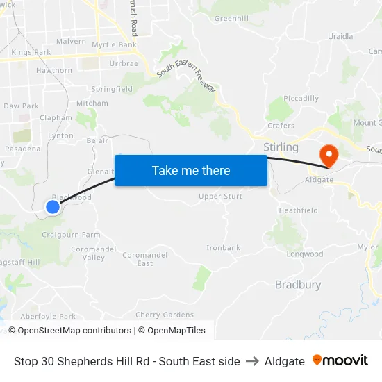 Stop 30 Shepherds Hill Rd - South East side to Aldgate map