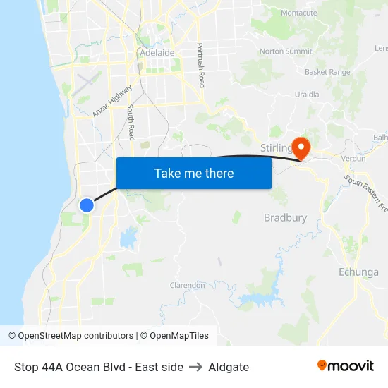 Stop 44A Ocean Blvd - East side to Aldgate map