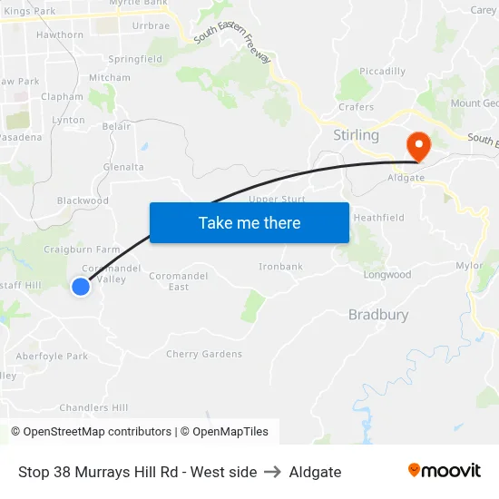 Stop 38 Murrays Hill Rd - West side to Aldgate map