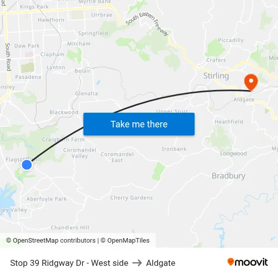 Stop 39 Ridgway Dr - West side to Aldgate map