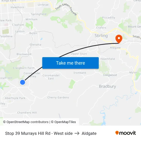 Stop 39 Murrays Hill Rd - West side to Aldgate map