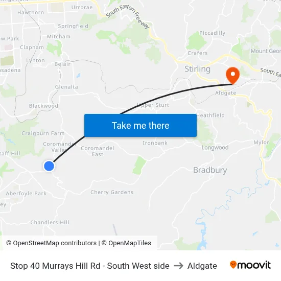 Stop 40 Murrays Hill Rd - South West side to Aldgate map
