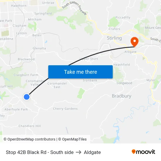 Stop 42B Black Rd - South side to Aldgate map