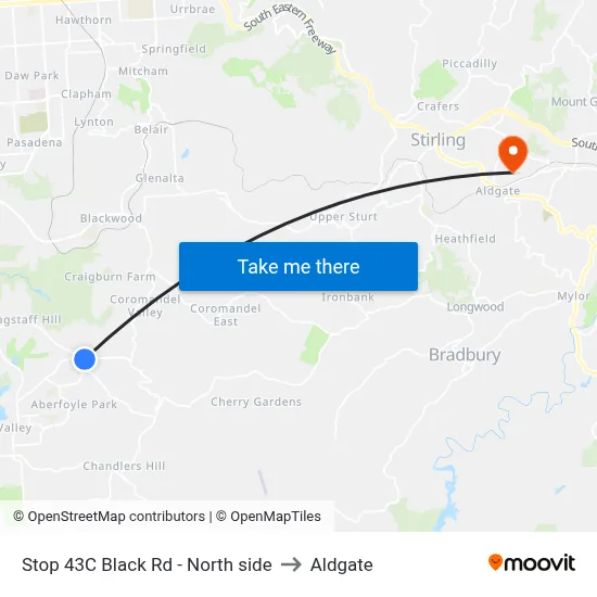 Stop 43C Black Rd - North side to Aldgate map