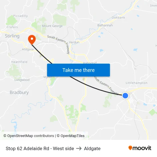 Stop 62 Adelaide Rd - West side to Aldgate map