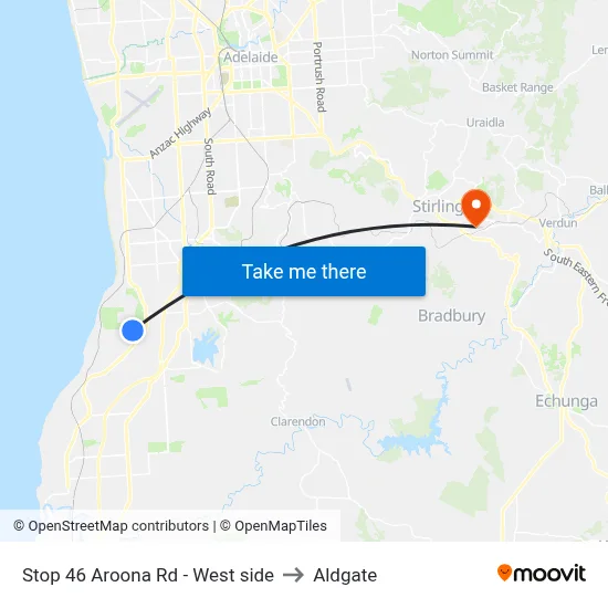 Stop 46 Aroona Rd - West side to Aldgate map