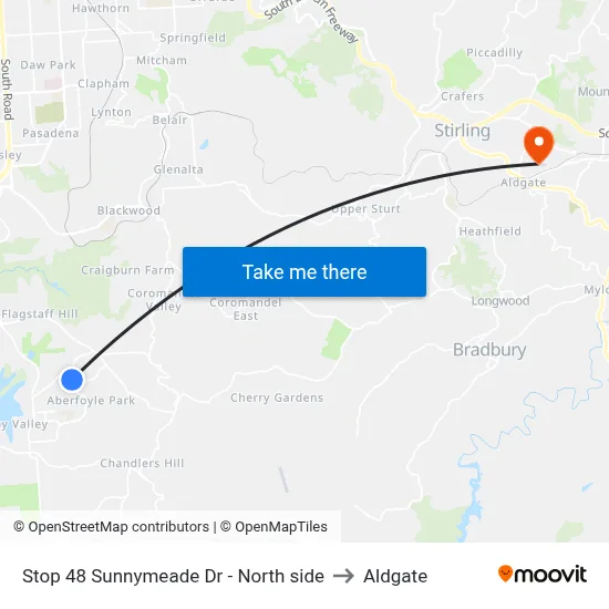 Stop 48 Sunnymeade Dr - North side to Aldgate map