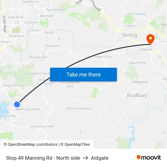 Stop 49 Manning Rd - North side to Aldgate map