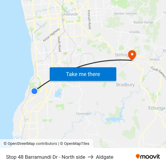 Stop 48 Barramundi Dr - North side to Aldgate map