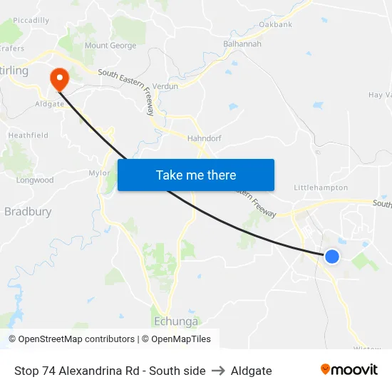 Stop 74 Alexandrina Rd - South side to Aldgate map