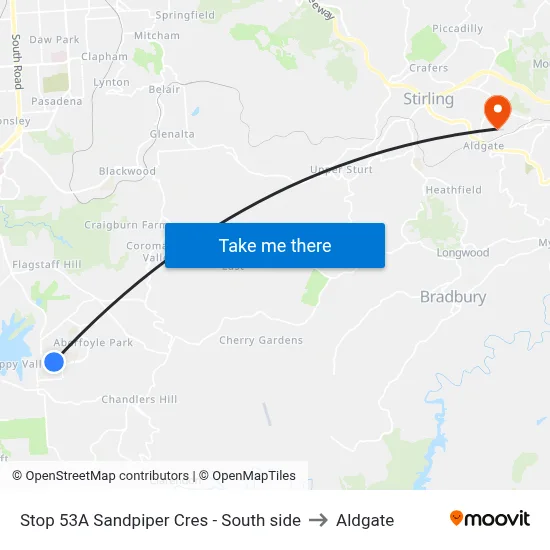 Stop 53A Sandpiper Cres - South side to Aldgate map