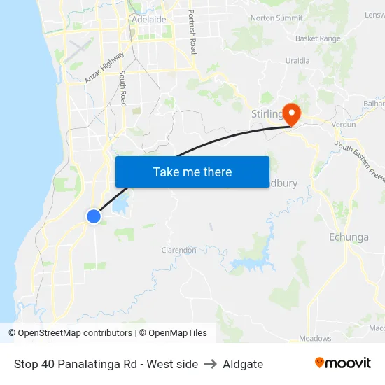 Stop 40 Panalatinga Rd - West side to Aldgate map