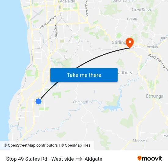 Stop 49 States Rd - West side to Aldgate map