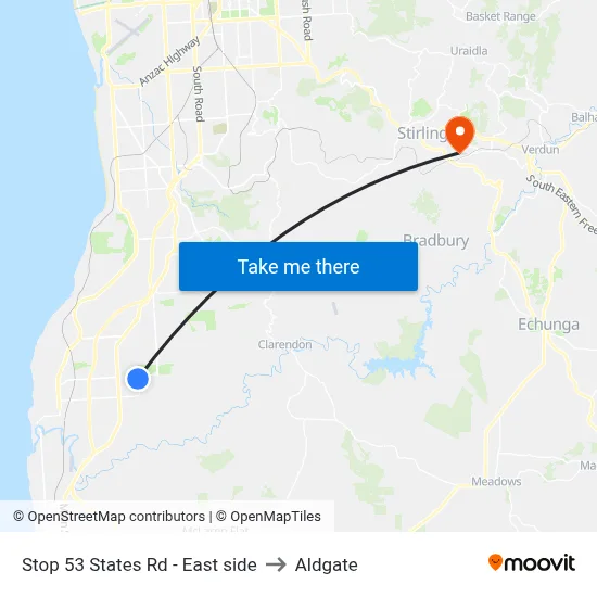Stop 53 States Rd - East side to Aldgate map