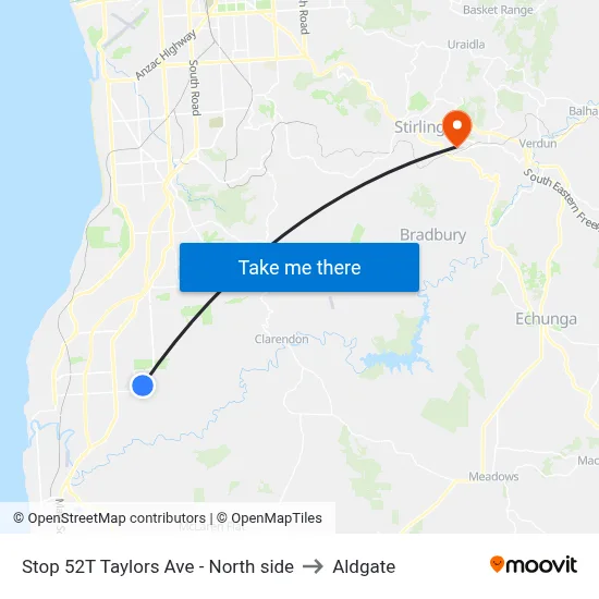 Stop 52T Taylors Ave - North side to Aldgate map