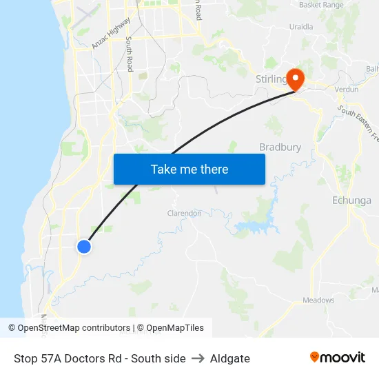 Stop 57A Doctors Rd - South side to Aldgate map
