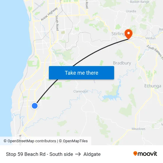 Stop 59 Beach Rd - South side to Aldgate map
