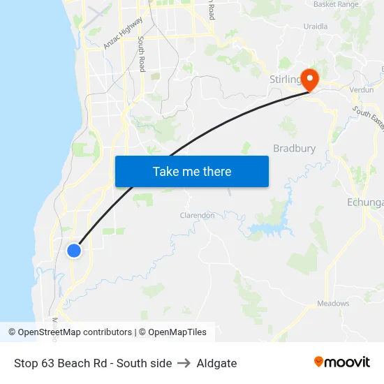 Stop 63 Beach Rd - South side to Aldgate map