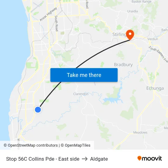 Stop 56C Collins Pde - East side to Aldgate map