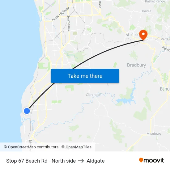 Stop 67 Beach Rd - North side to Aldgate map