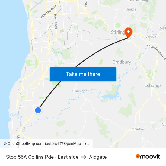 Stop 56A Collins Pde - East side to Aldgate map