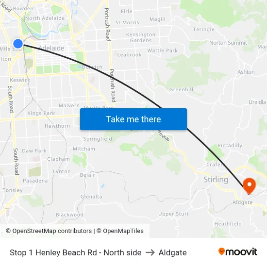 Stop 1 Henley Beach Rd - North side to Aldgate map