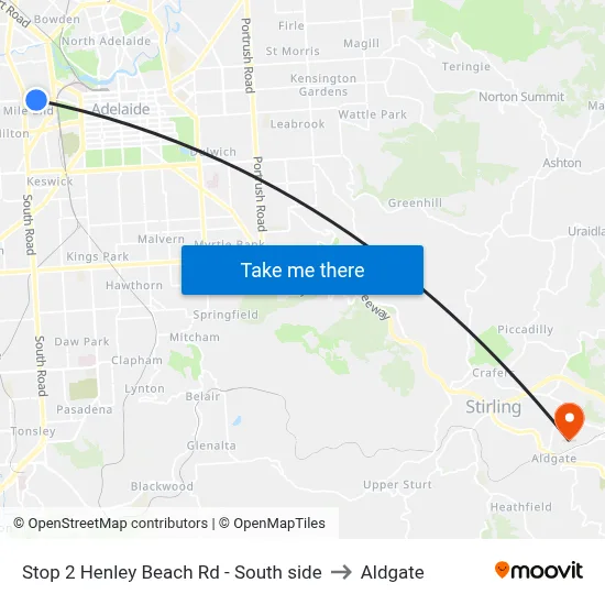 Stop 2 Henley Beach Rd - South side to Aldgate map