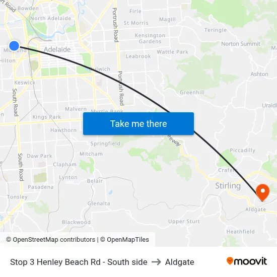 Stop 3 Henley Beach Rd - South side to Aldgate map
