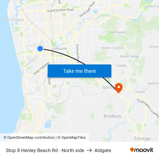 Stop 8 Henley Beach Rd - North side to Aldgate map
