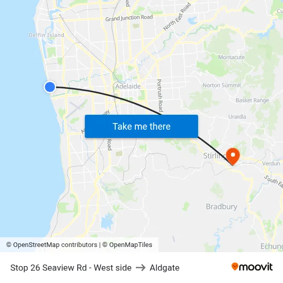 Stop 26 Seaview Rd - West side to Aldgate map