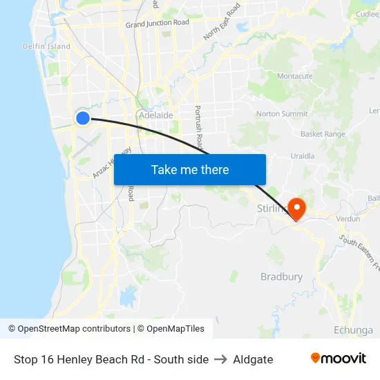 Stop 16 Henley Beach Rd - South side to Aldgate map