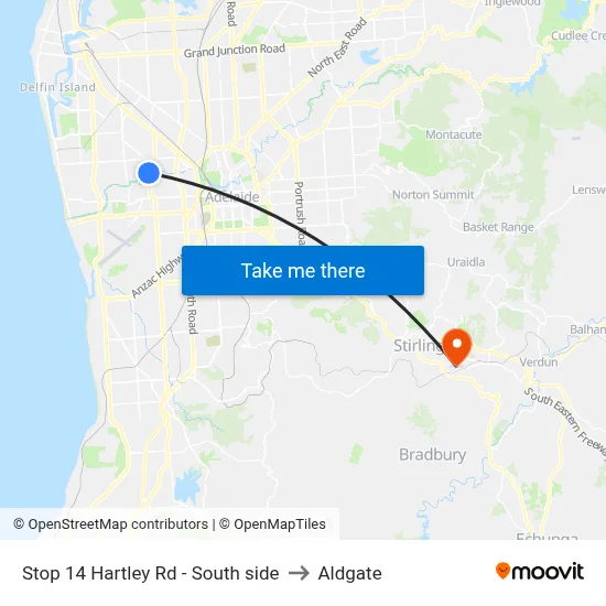 Stop 14 Hartley Rd - South side to Aldgate map