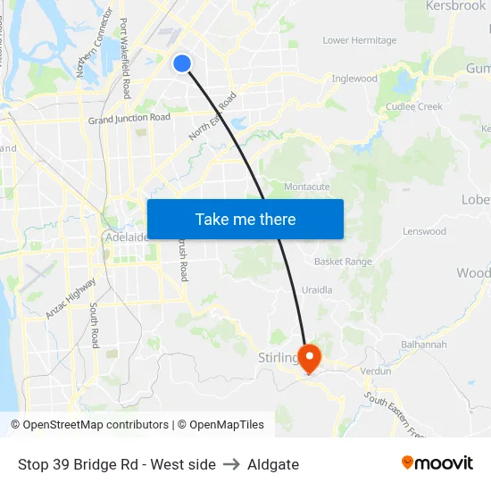 Stop 39 Bridge Rd - West side to Aldgate map