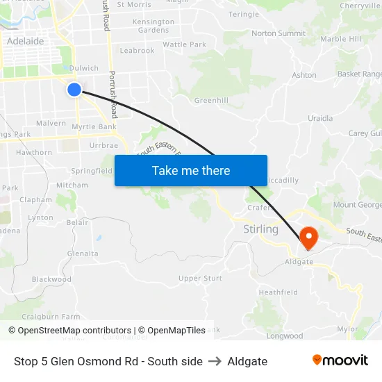 Stop 5 Glen Osmond Rd - South side to Aldgate map