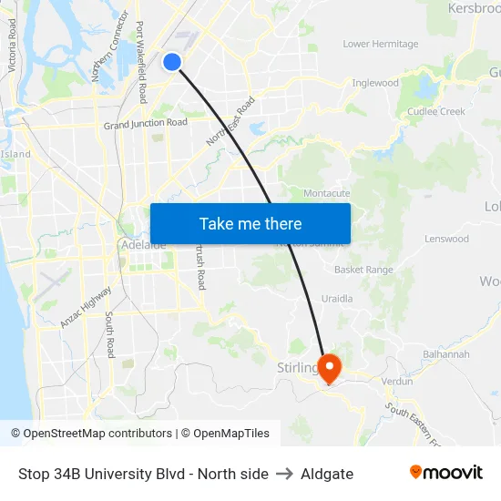Stop 34B University Blvd - North side to Aldgate map