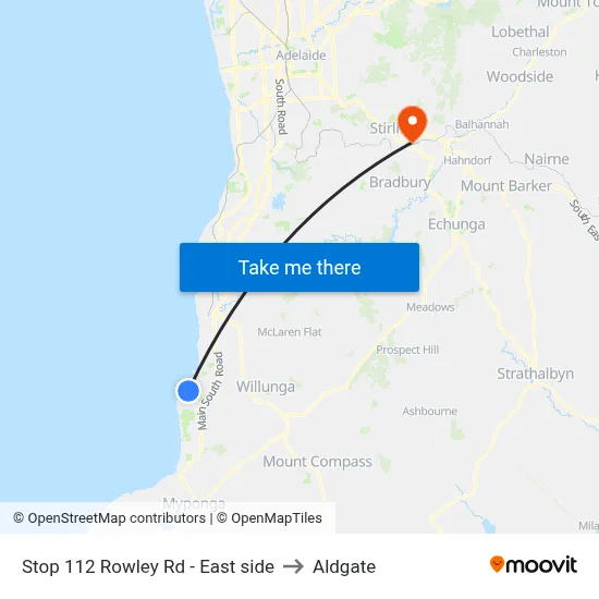 Stop 112 Rowley Rd - East side to Aldgate map